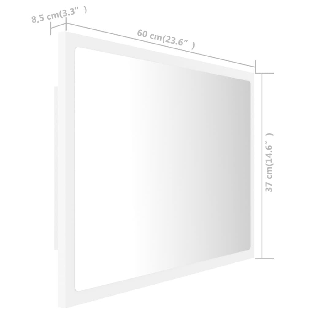 vidaXL Badkamerspiegel LED 60x8,5x37 cm acryl wit