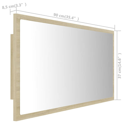 vidaXL Badkamerspiegel LED 90x8,5x37 cm acryl sonoma eikenkleurig