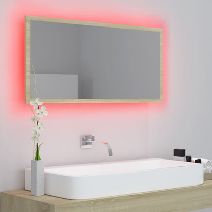 vidaXL Badkamerspiegel LED 90x8,5x37 cm acryl sonoma eikenkleurig