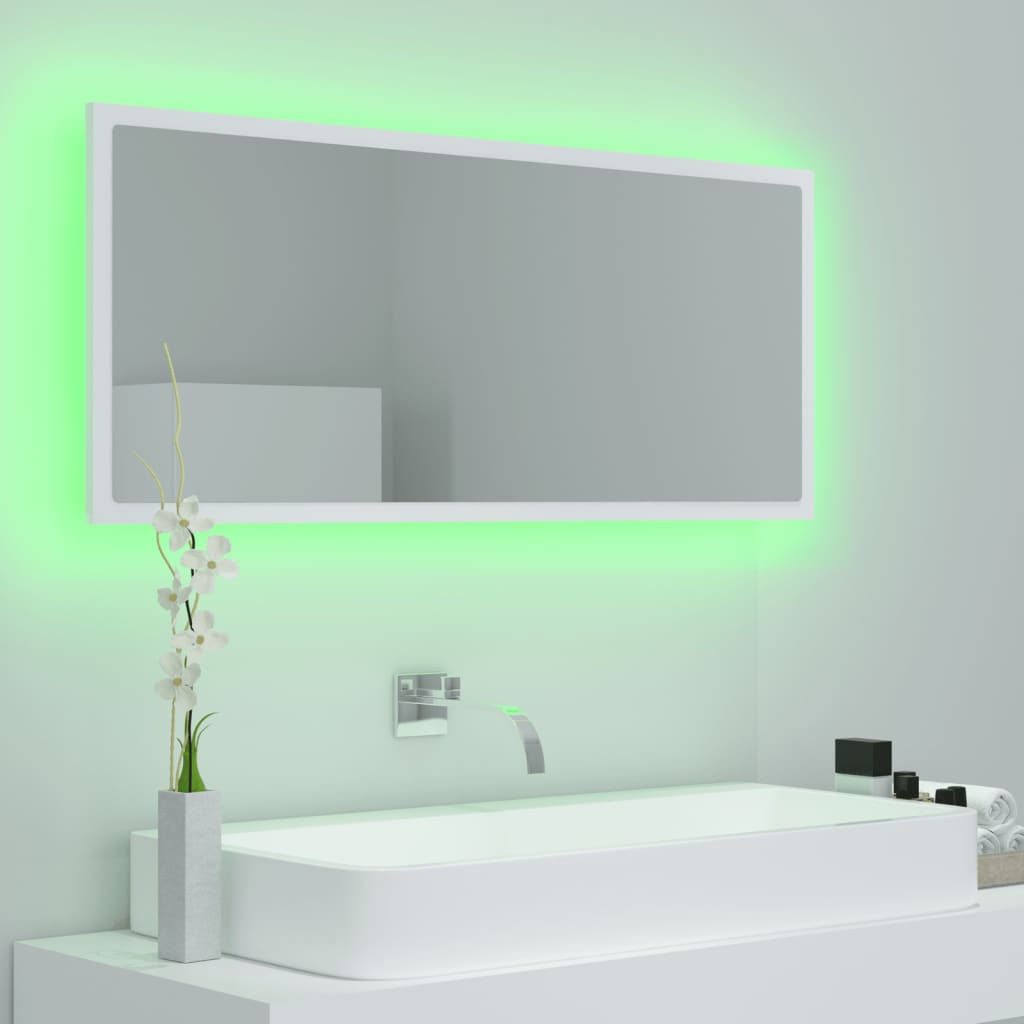 vidaXL Badkamerspiegel LED 100x8,5x37 cm acryl wit