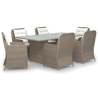 vidaXL 7-delige Tuinset poly rattan bruin