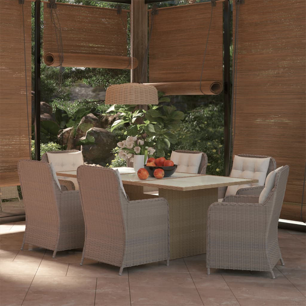 vidaXL 7-delige Tuinset poly rattan bruin