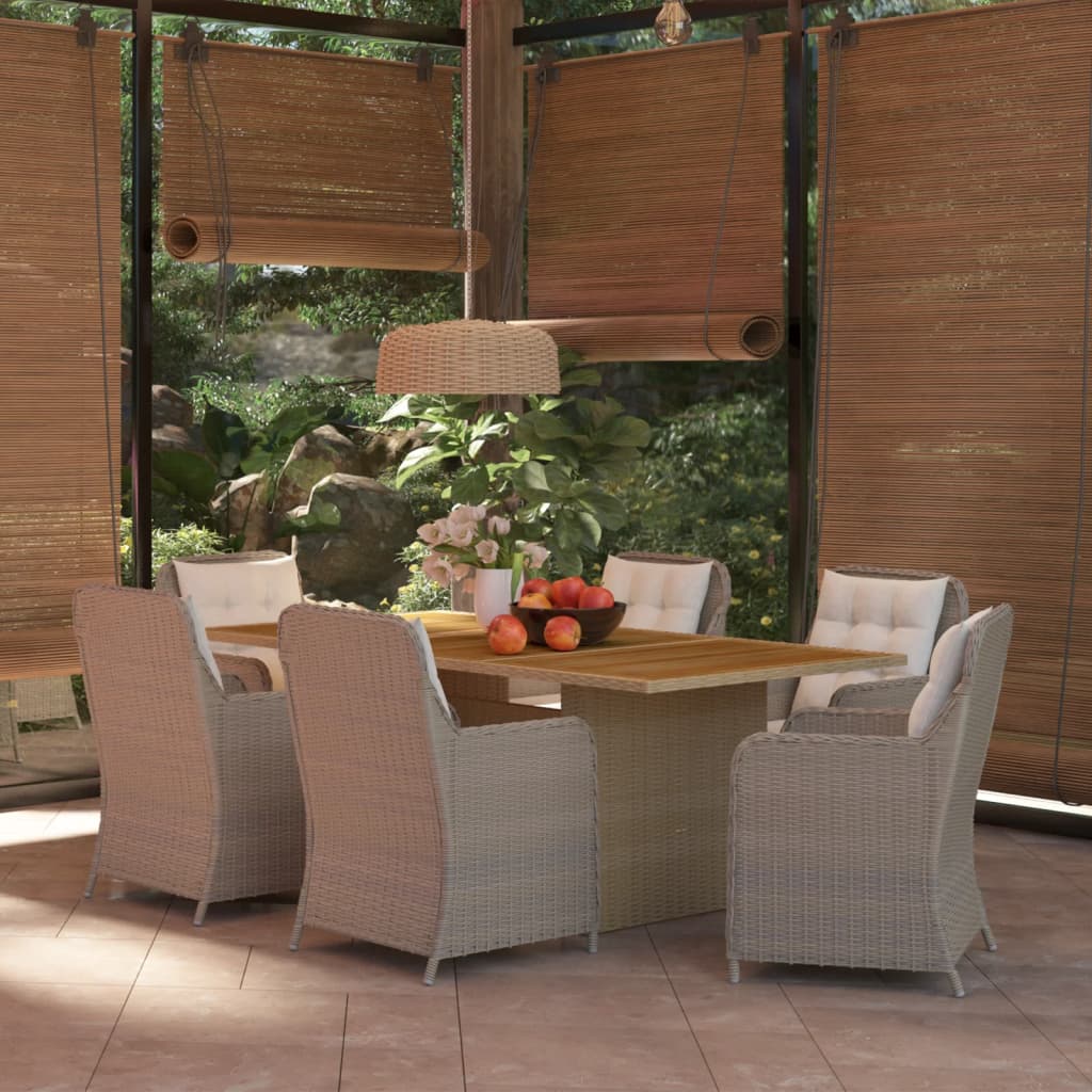 vidaXL 7-delige Tuinset poly rattan bruin