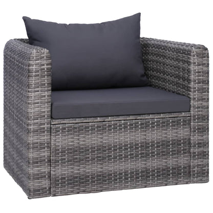 vidaXL 7-delige Loungeset met kussens poly rattan grijs