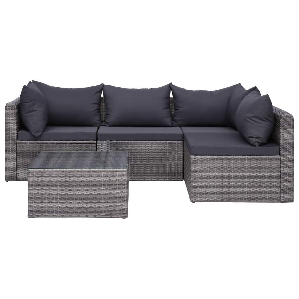 vidaXL 7-delige Loungeset met kussens poly rattan grijs