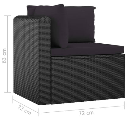 vidaXL 7-delige Loungeset met kussens poly rattan zwart