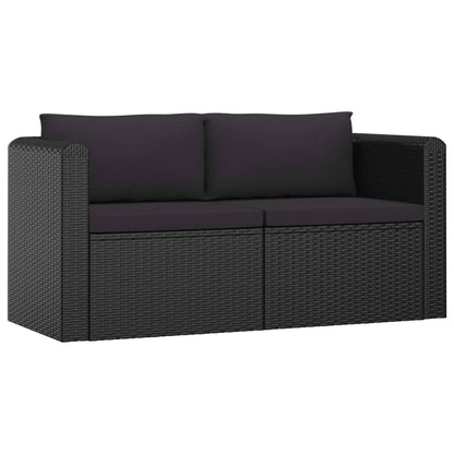 vidaXL 7-delige Loungeset met kussens poly rattan zwart