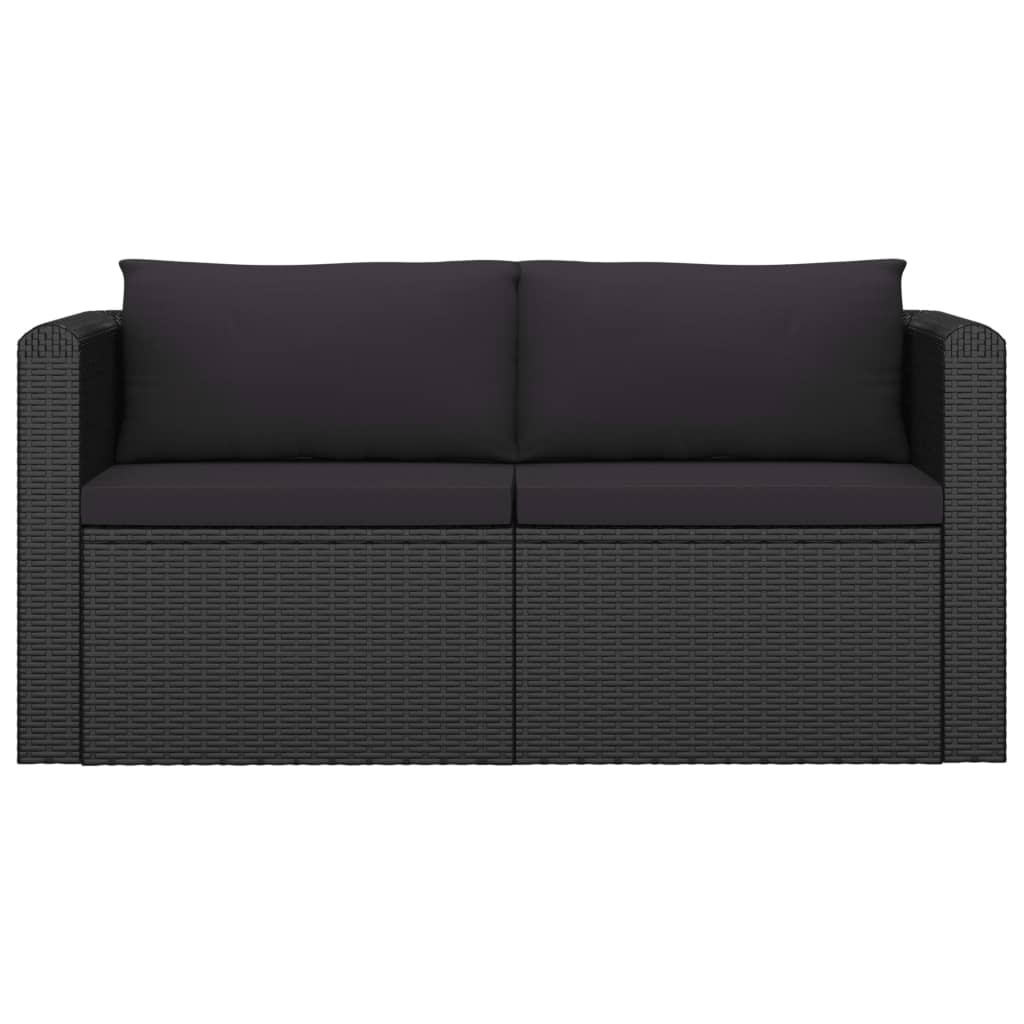 vidaXL 7-delige Loungeset met kussens poly rattan zwart