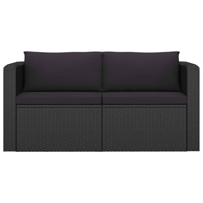 vidaXL 7-delige Loungeset met kussens poly rattan zwart