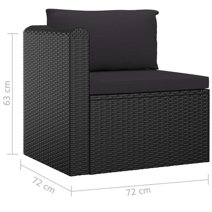 vidaXL 9-delige Loungeset met kussens poly rattan zwart