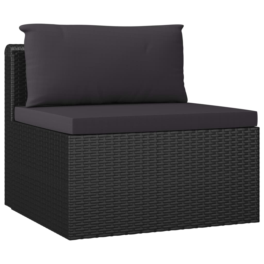 vidaXL 9-delige Loungeset met kussens poly rattan zwart