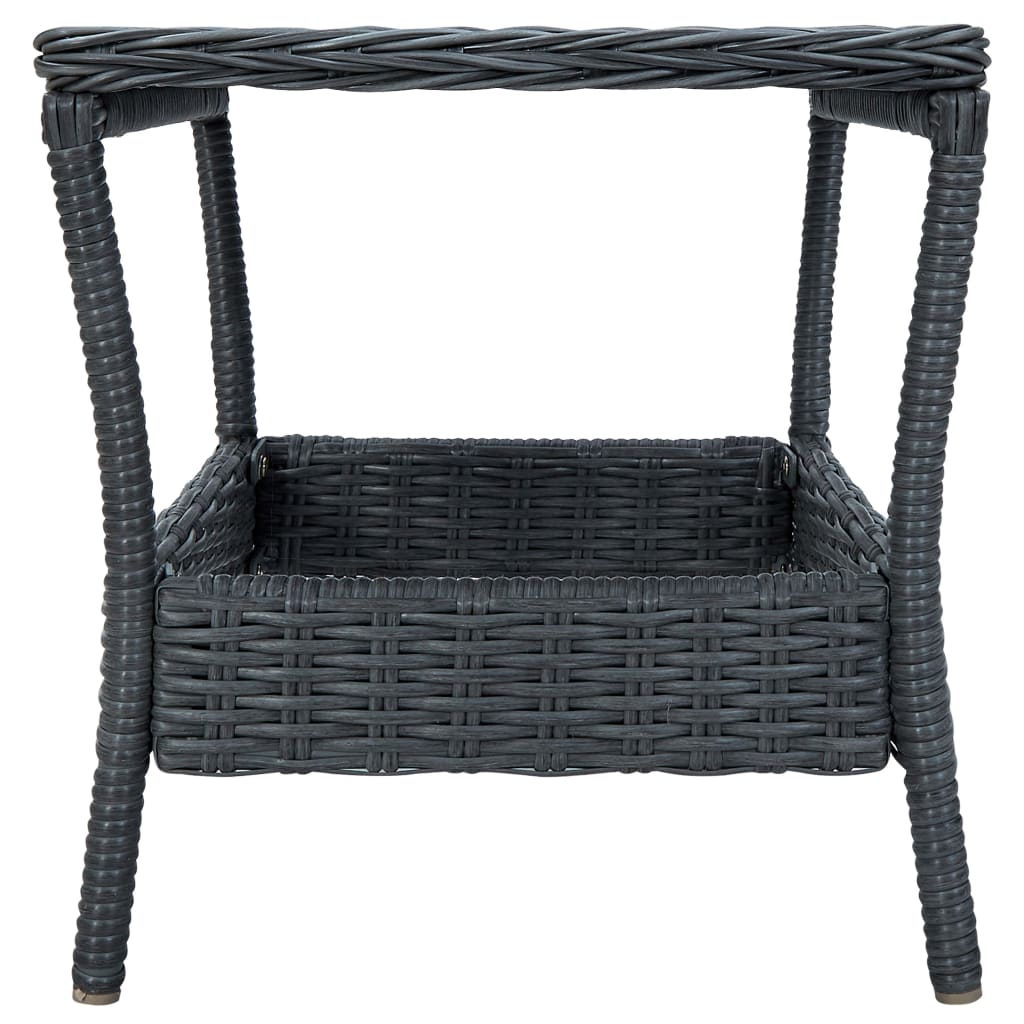 vidaXL 3-delige Loungeset met kussens poly rattan donkergrijs