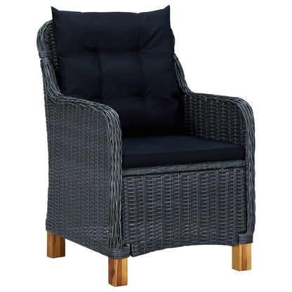 vidaXL 3-delige Loungeset met kussens poly rattan donkergrijs