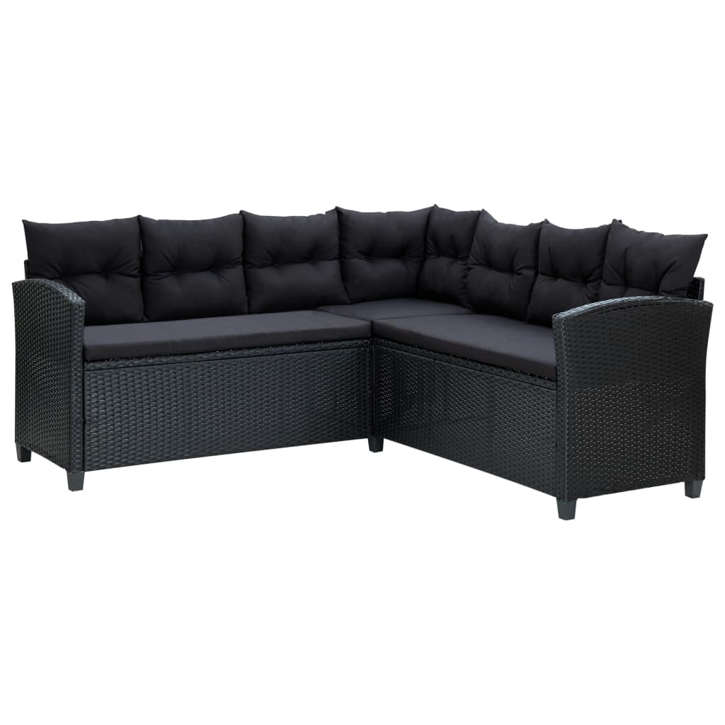 vidaXL 6-delige Loungeset met kussens poly rattan zwart