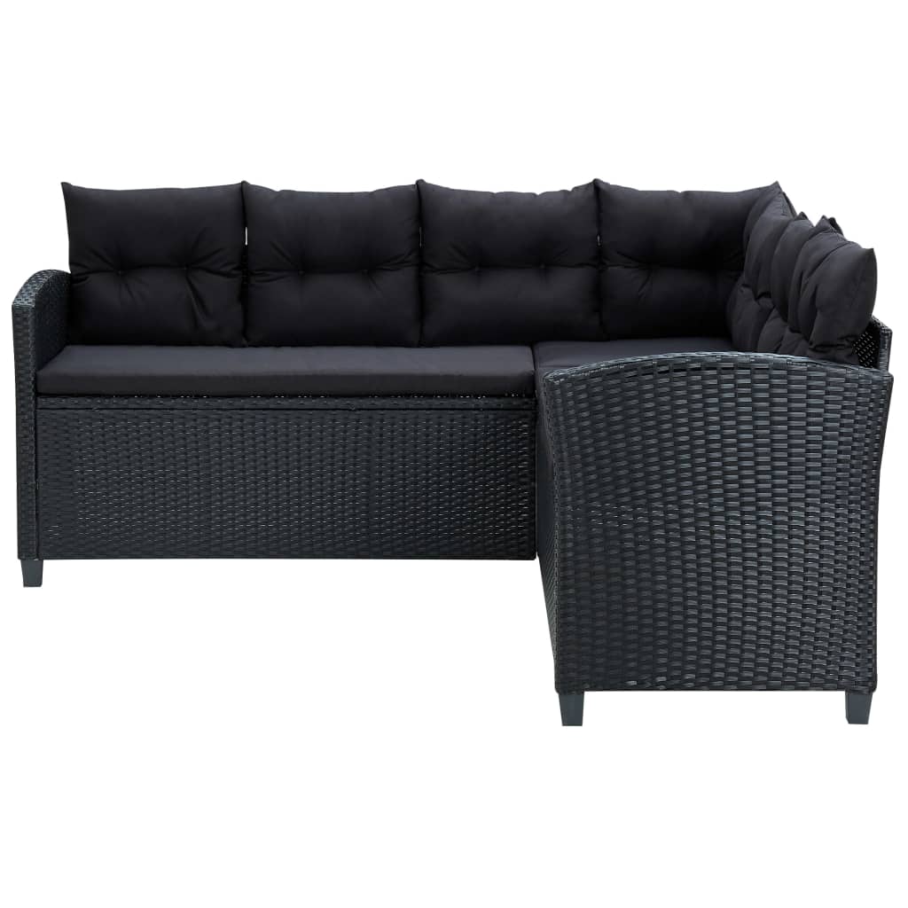 vidaXL 6-delige Loungeset met kussens poly rattan zwart