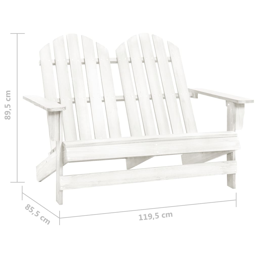 vidaXL Tuinstoel 2-zits Adirondack massief vurenhout wit