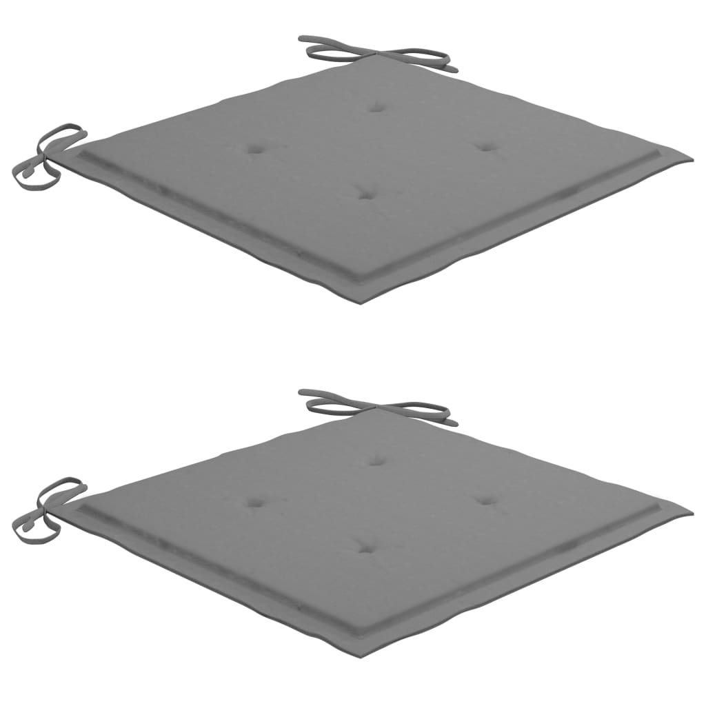 vidaXL Tuinstoelen 2 st met grijze kussens massief teakhout