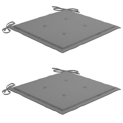 vidaXL Tuinstoelen 2 st met grijze kussens massief teakhout