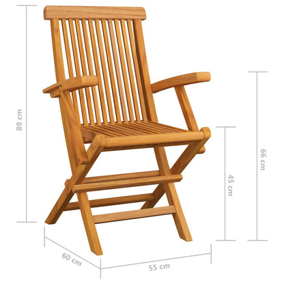 vidaXL Tuinstoelen 2 st met wijnrode kussens massief teakhout