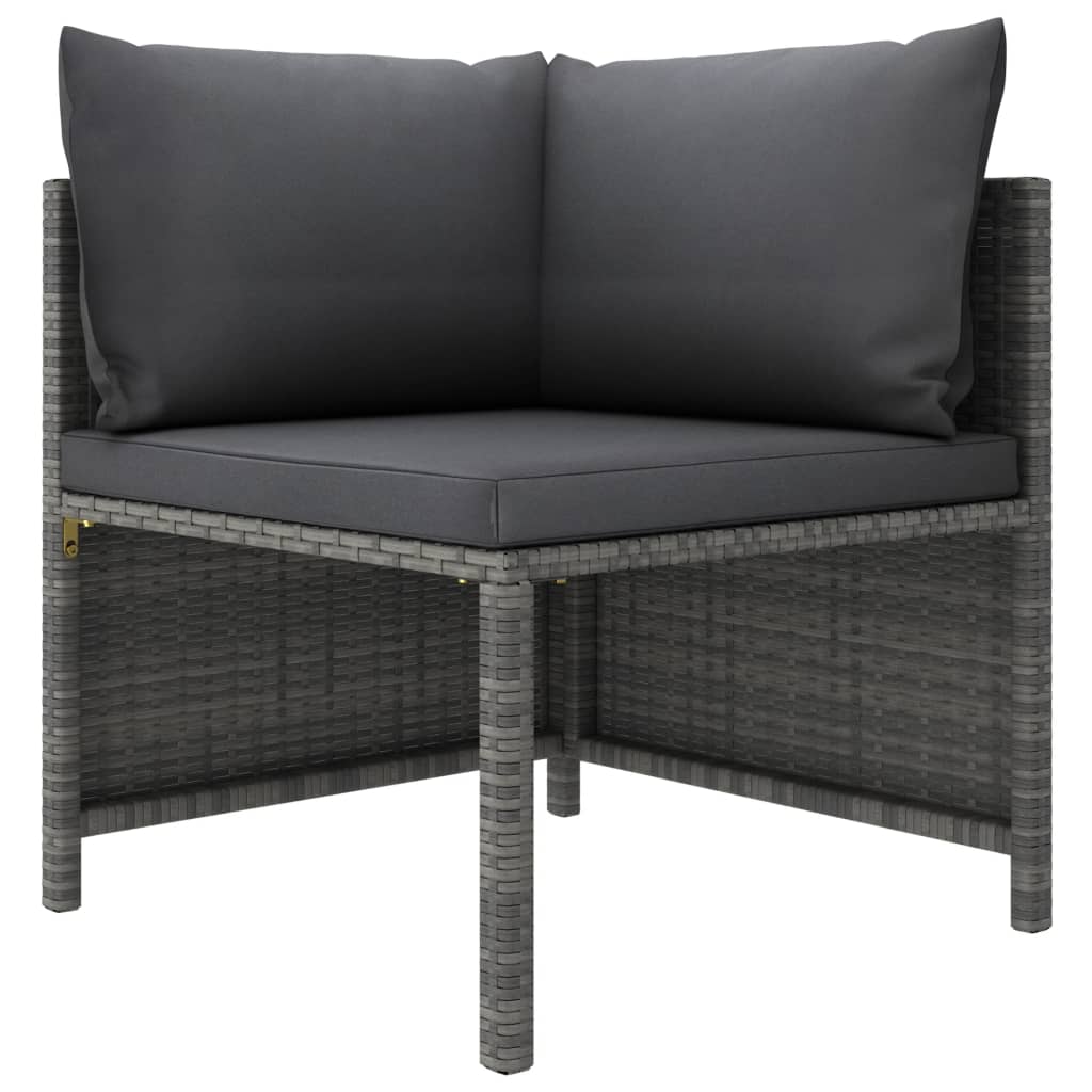 vidaXL 5-delige Loungeset met kussens poly rattan grijs