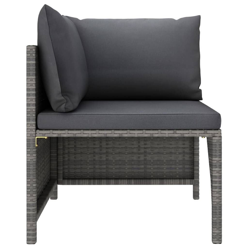 vidaXL 5-delige Loungeset met kussens poly rattan grijs