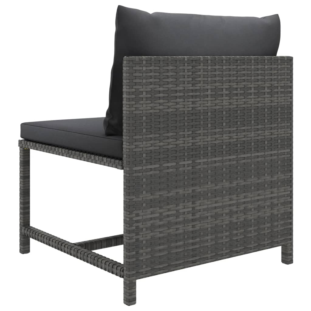 vidaXL 5-delige Loungeset met kussens poly rattan grijs