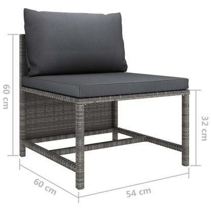 vidaXL 5-delige Loungeset met kussens poly rattan grijs