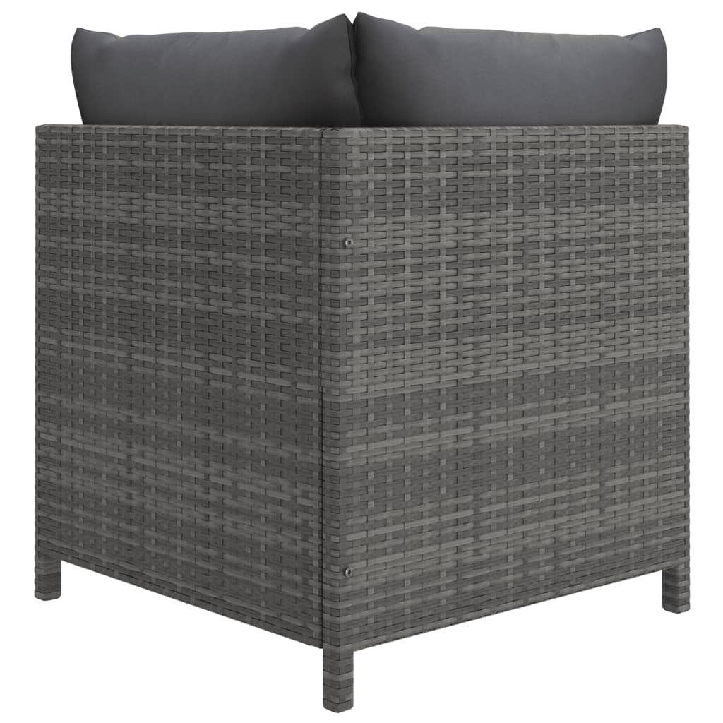 vidaXL 6-delige Loungeset met kussens poly rattan grijs