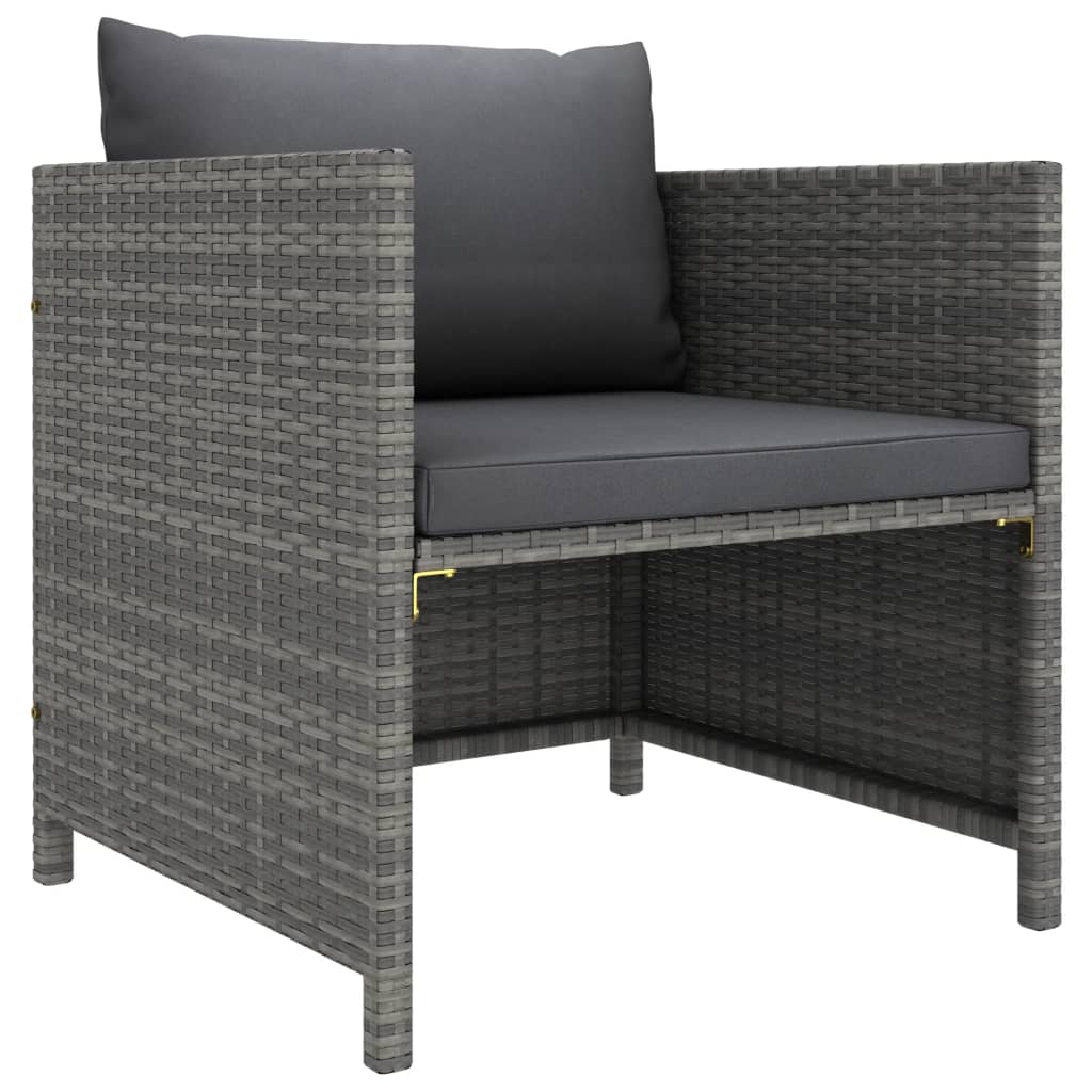 vidaXL 6-delige Loungeset met kussens poly rattan grijs