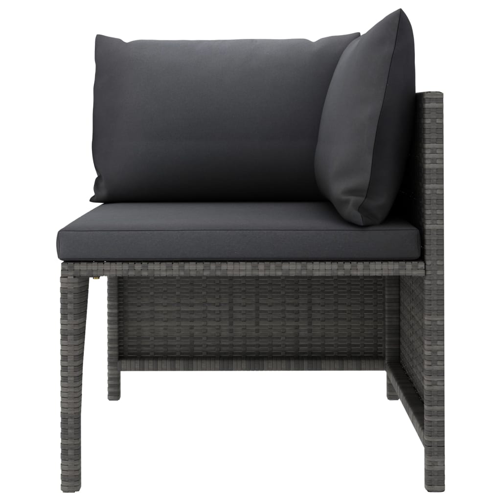 vidaXL 10-delige Loungeset met kussens poly rattan grijs