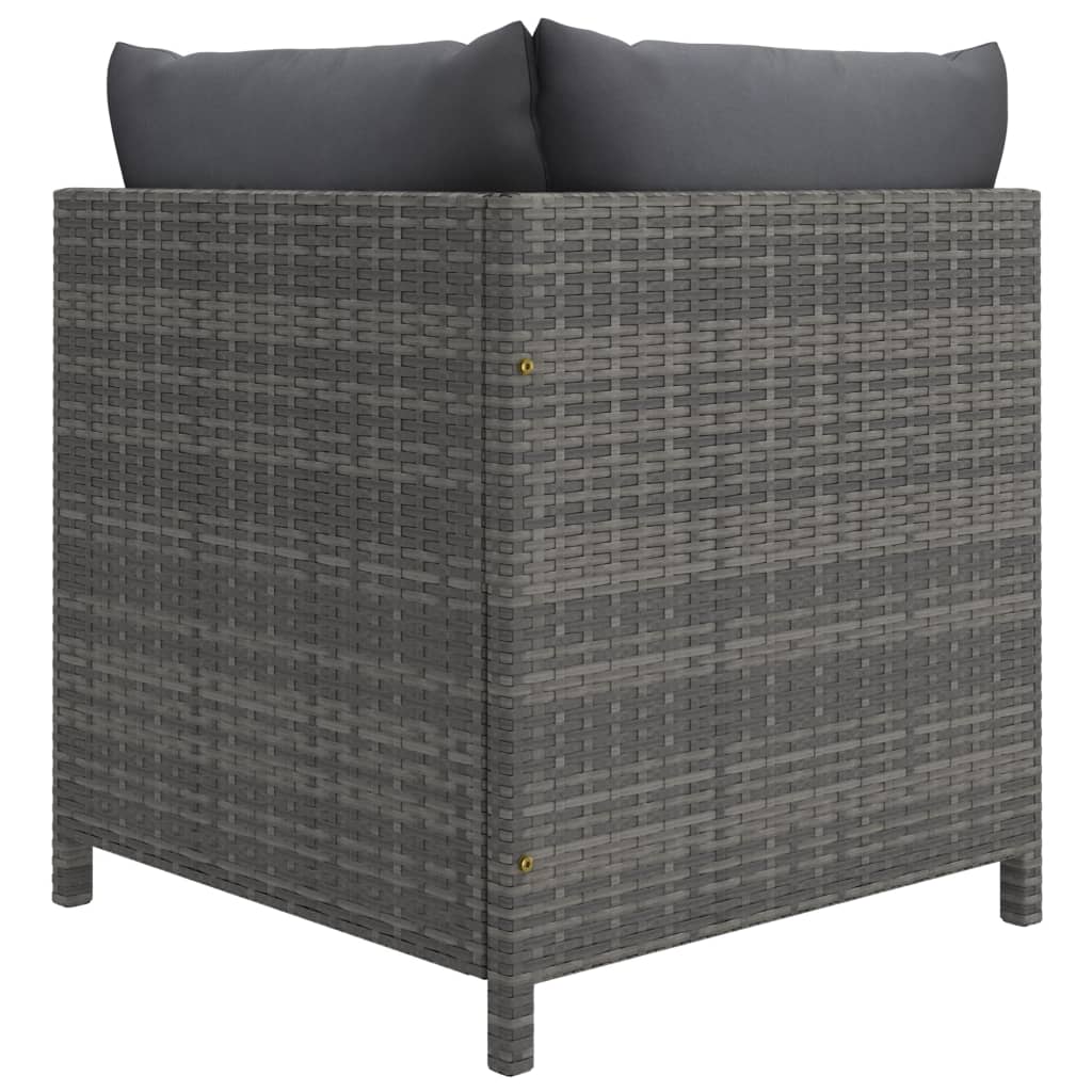 vidaXL 10-delige Loungeset met kussens poly rattan grijs