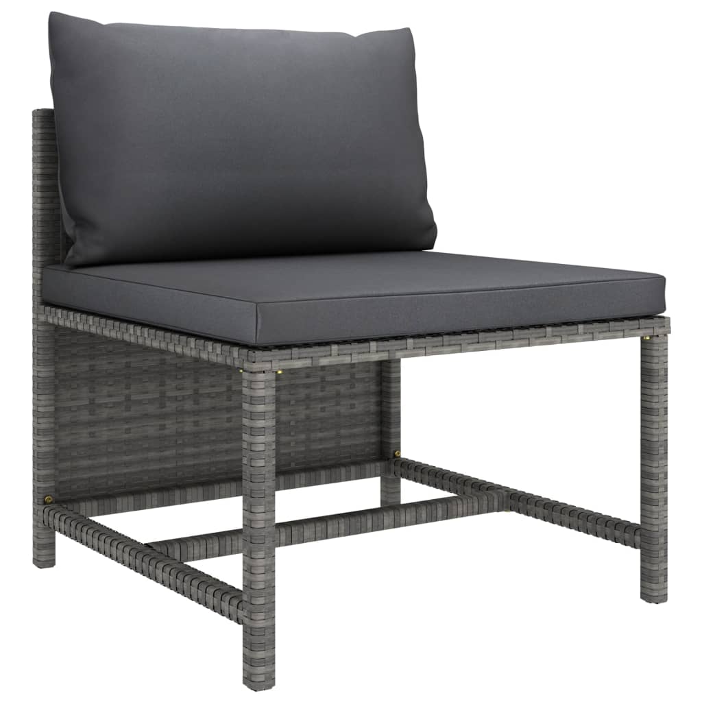 vidaXL 10-delige Loungeset met kussens poly rattan grijs