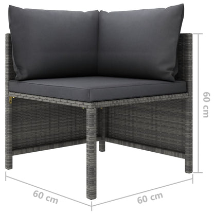 vidaXL 12-delige Loungeset met kussens poly rattan grijs