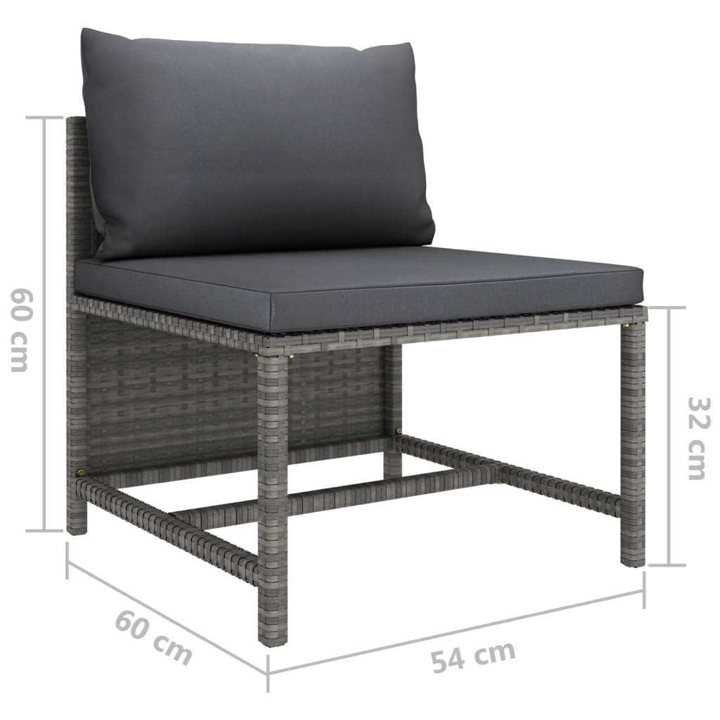 vidaXL 12-delige Loungeset met kussens poly rattan grijs