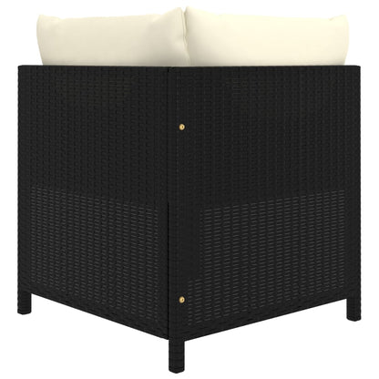 vidaXL 5-delige Loungeset met kussens poly rattan zwart