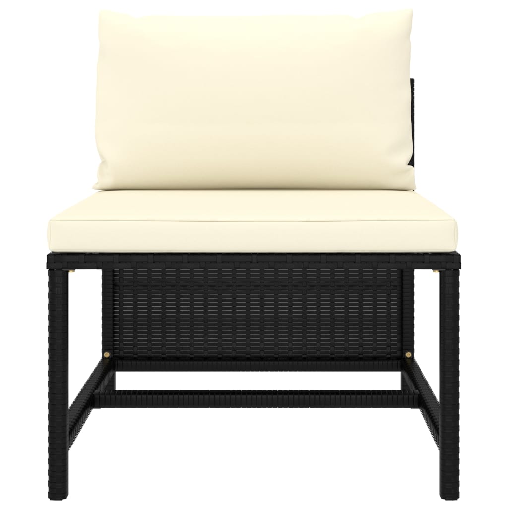 vidaXL 6-delige Loungeset met kussens poly rattan zwart