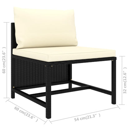 vidaXL 9-delige Loungeset met kussens poly rattan zwart