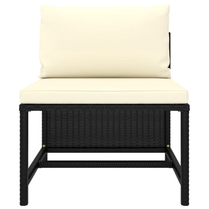 vidaXL 9-delige Loungeset met kussens poly rattan zwart