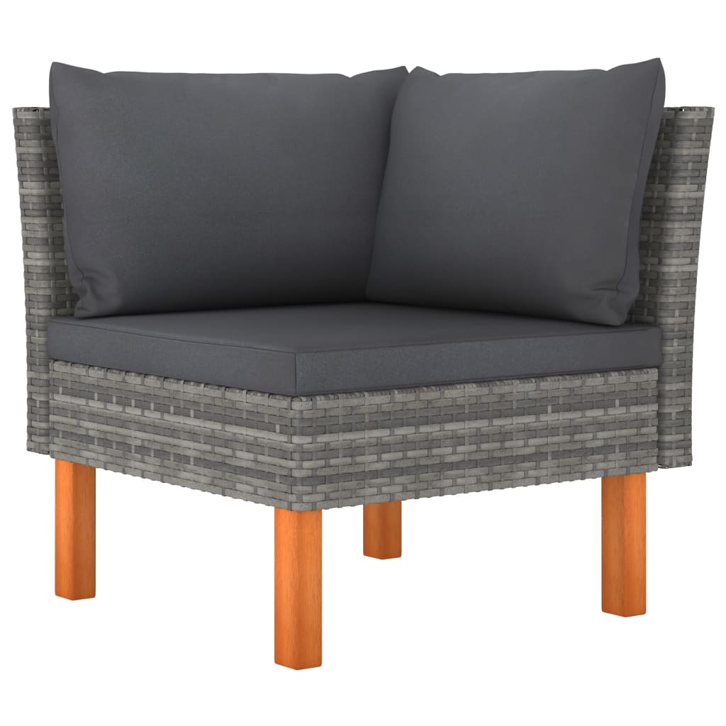 vidaXL 4-delige Loungeset met kussens poly rattan grijs