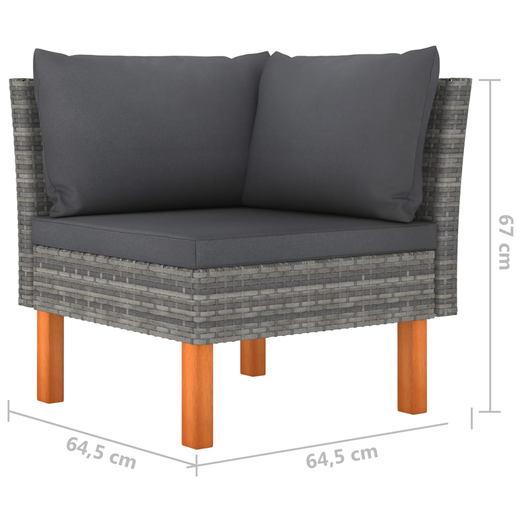 vidaXL 6-delige Loungeset met kussens poly rattan grijs