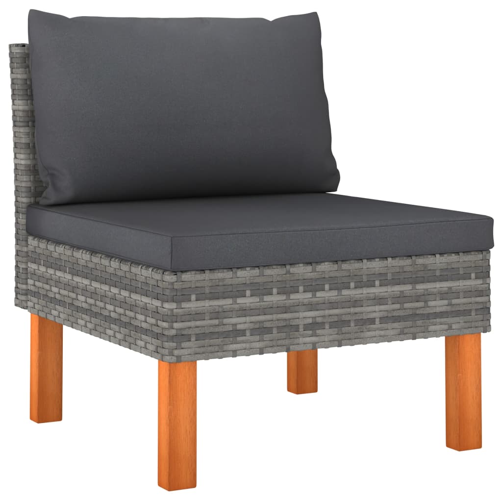 vidaXL 6-delige Loungeset met kussens poly rattan grijs