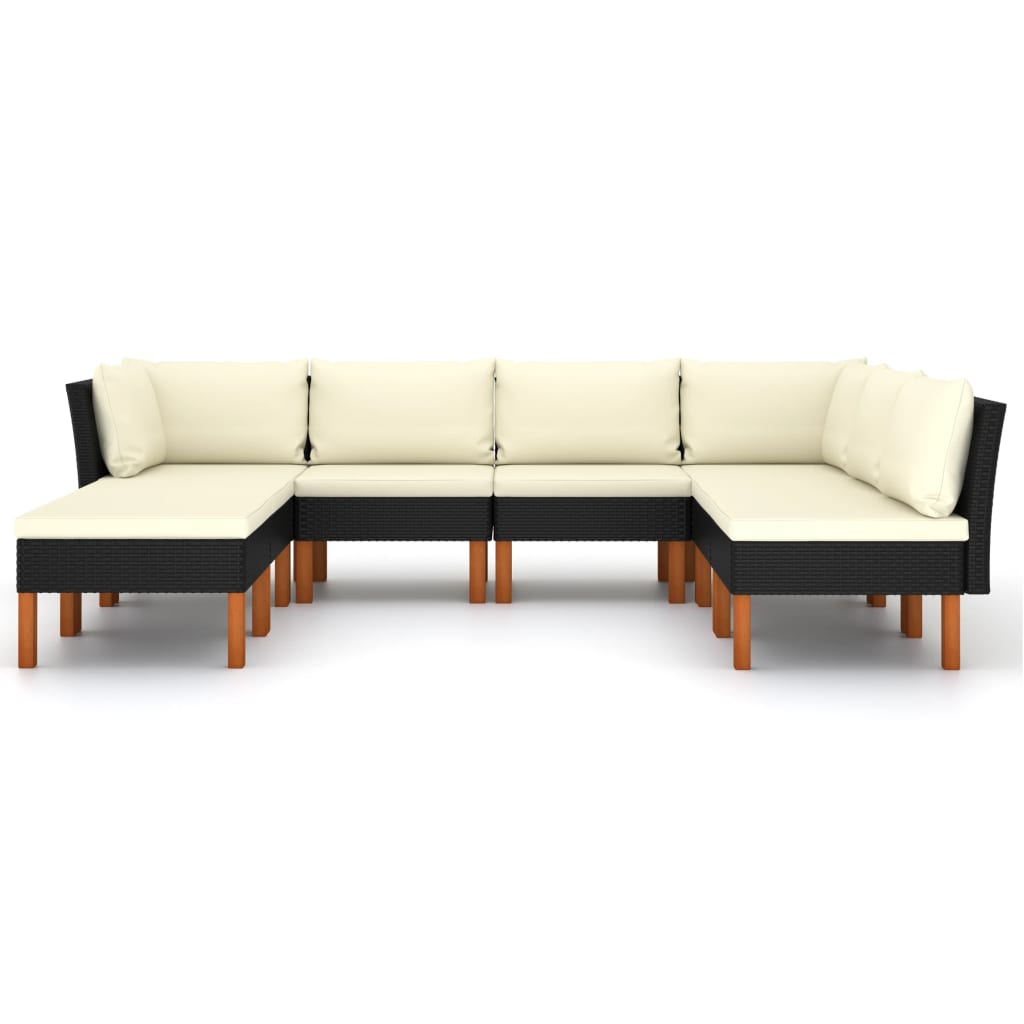 vidaXL 8-delige Loungeset met kussens poly rattan zwart