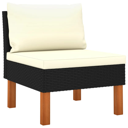 vidaXL 8-delige Loungeset met kussens poly rattan zwart