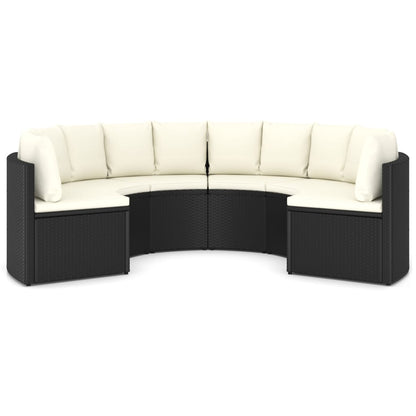 vidaXL 6-delige Loungeset met kussens poly rattan zwart