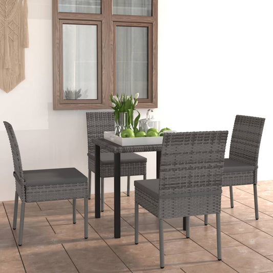 vidaXL 5-delige Tuinset poly rattan grijs