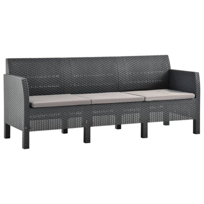 vidaXL 4-delige Loungeset met kussens PP rattan antracietkleurig