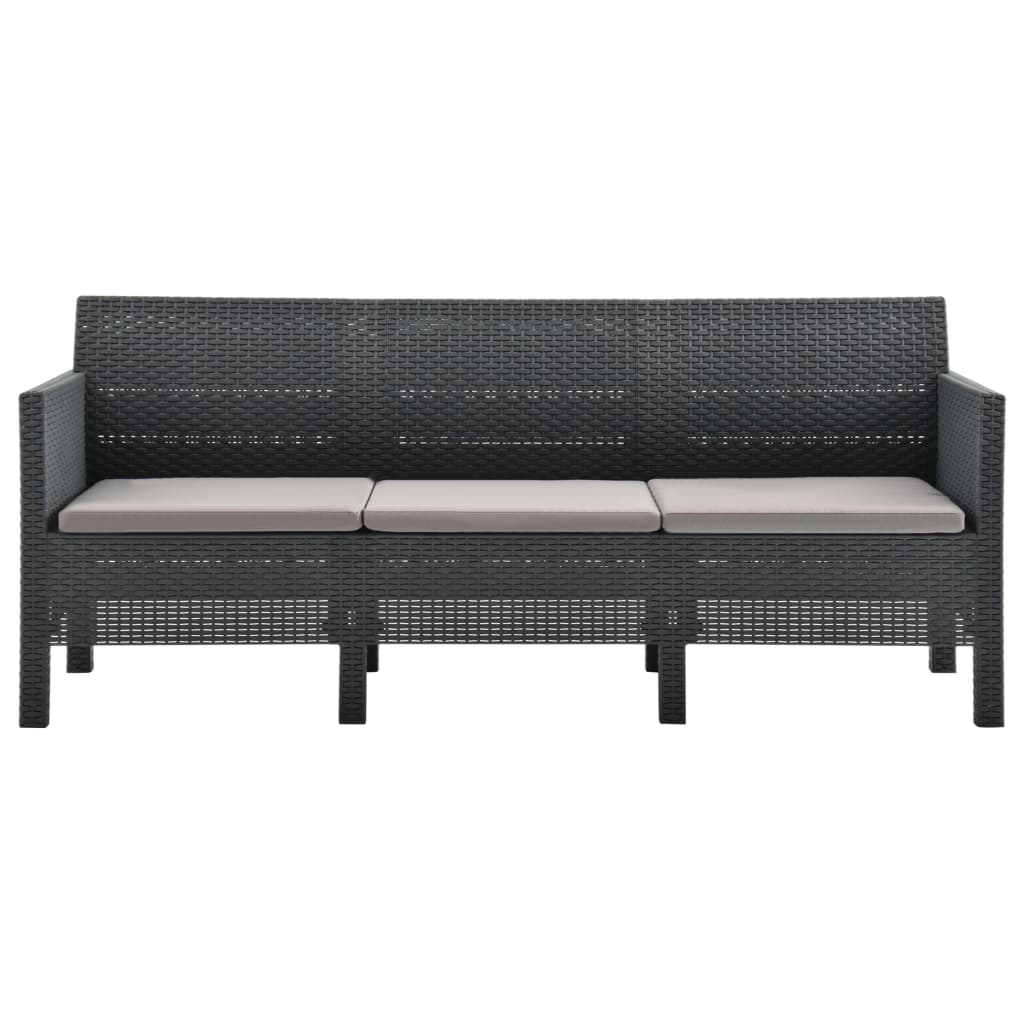 vidaXL 4-delige Loungeset met kussens PP rattan antracietkleurig