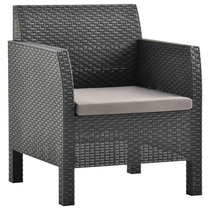 vidaXL 4-delige Loungeset met kussens PP rattan antracietkleurig