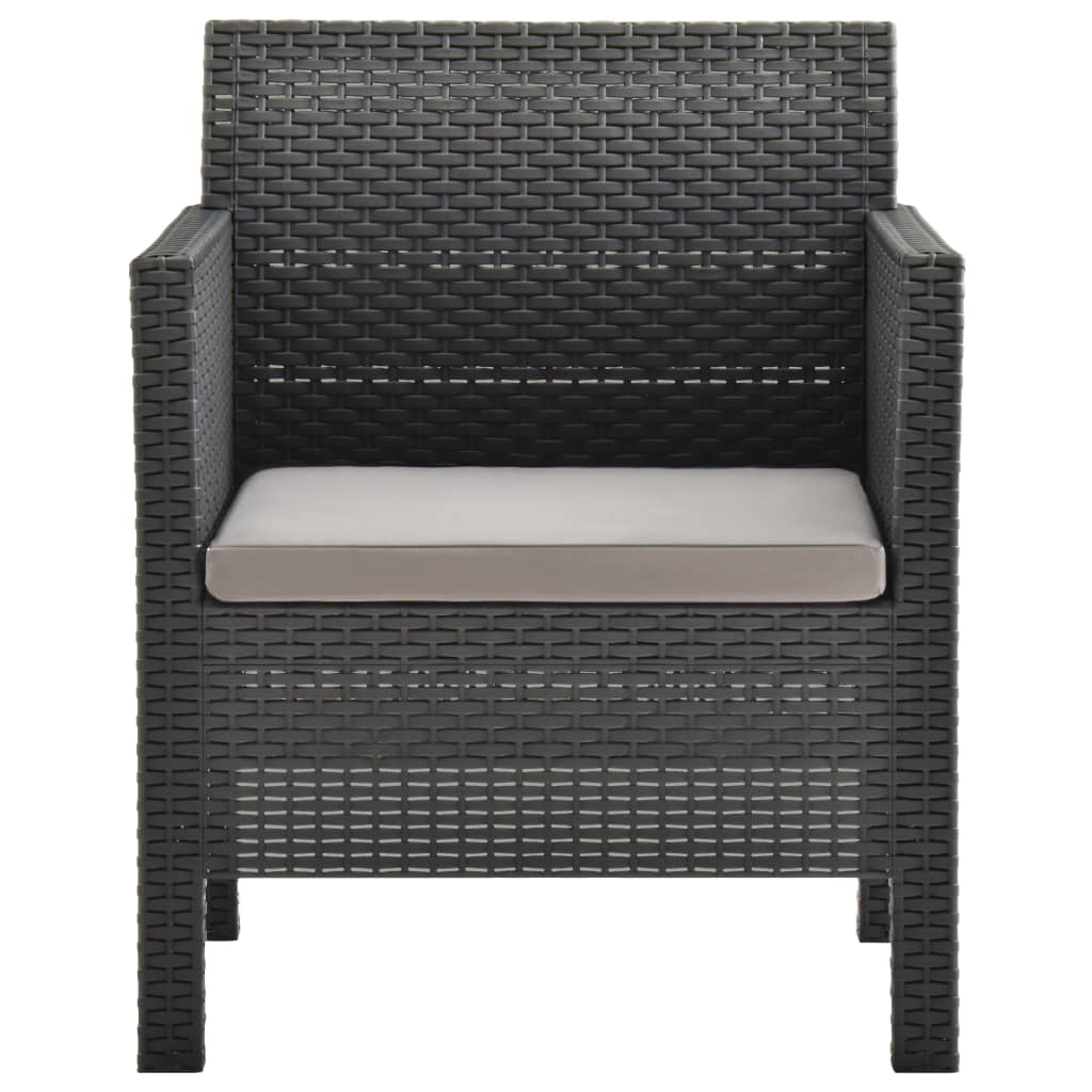 vidaXL 4-delige Loungeset met kussens PP rattan antracietkleurig