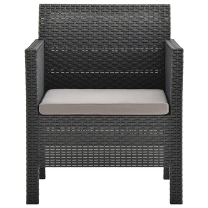 vidaXL 4-delige Loungeset met kussens PP rattan antracietkleurig